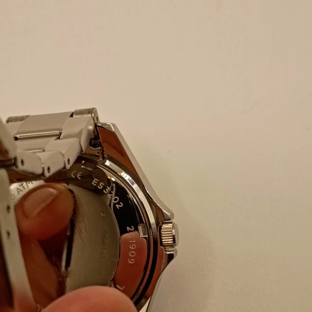 Fossil Riley Multifunction Watch Womens 6.5 Silver Crystal Bezel ES3202 Glitz